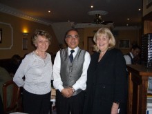 Brenda Collins, Cheryl Gillan and Mr Hok at the Rajasthan in Chesham