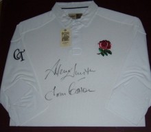 An England Rugby Shirt signed by Steve Smith and Fran Cotton